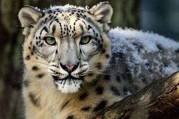 snow leopard portrait. Generative AI
