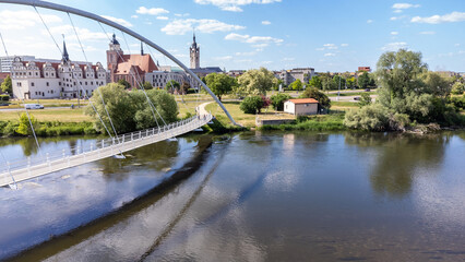 view of the elbe river with dessau town in east germany