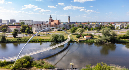 view of the elbe river with dessau town