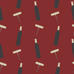 Pattern with wine glasses and bottle. Wine concept. Weekends and chill concept.