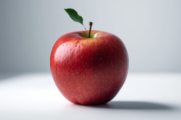 Red apple with leaf on a white background. created with generative AI