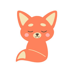 vector illustration of cute fox isolated on white background, scandinavian style, flat design, concept for children print