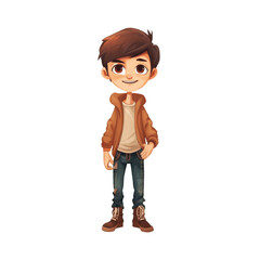 animated happy face boy wearing stylish clothes ai image generated