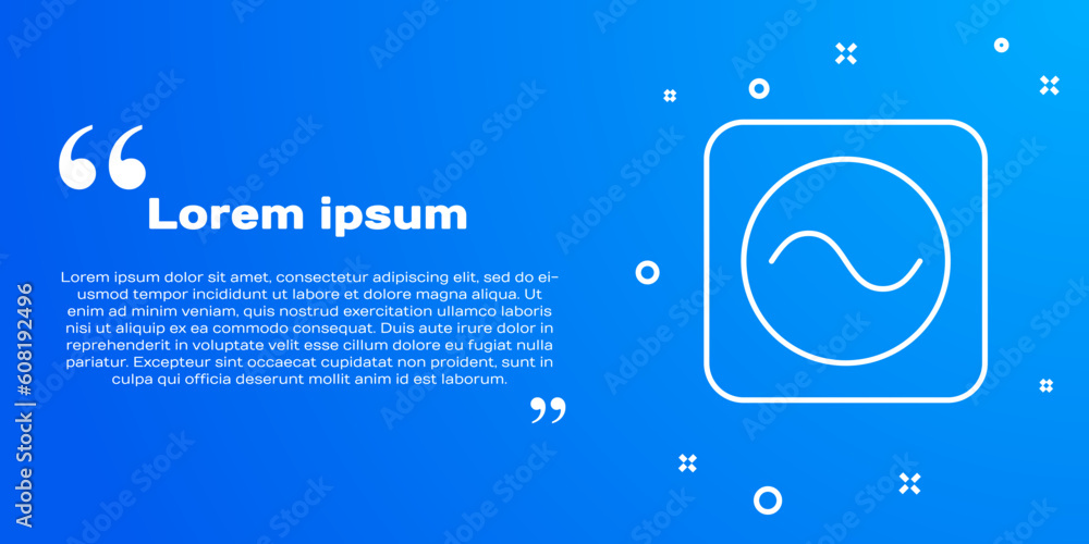 Poster white line ac voltage source symbol icon isolated on blue background. alternating current symbol. ve