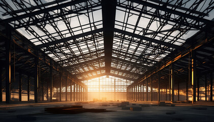 steel frame structure under construction