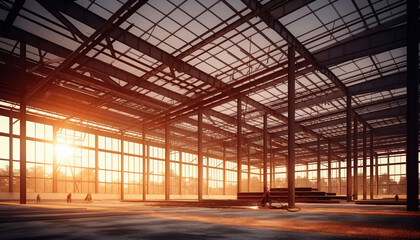 steel frame structure under construction