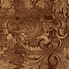 Background of abstract brown ornate floral pattern.