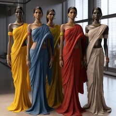 Mannequin wearing an Indian Sari at Showroom AI, Generative