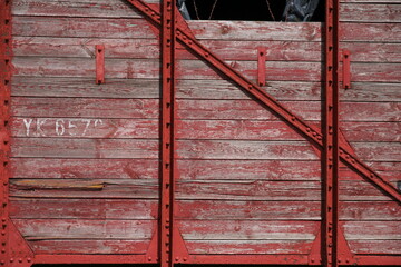texture of old wood with metal beams