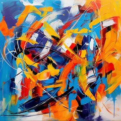 abstract painting with dynamic shapes and colors.j AI Generative