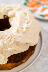 Carrot bundt cake with cream cheese frosting