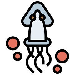 squid line icon,linear,outline,graphic,illustration