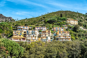 Obraz premium Homes in Bonassola near Levento, Liguria Cinque Terre, Italy