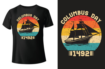 Columbus Day 1492 t-shirt design and vector template.