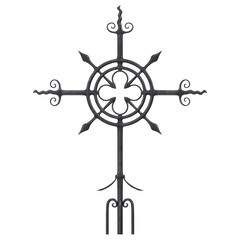3D rendering illustration of a cast iron Christian Cross