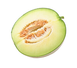 Cantaloupe melon slices on transparent png.