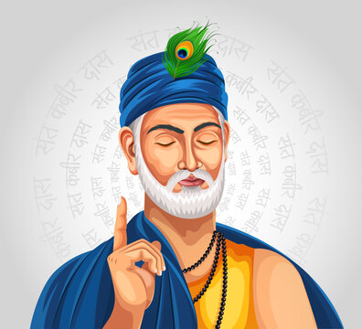 illustration of Sant Kabir Das Jayanti, Sant Kabir Das a famous 15th-century poet and mystic saint of India. Jayanti celebration on 4 June  EPS 10 editable vector.