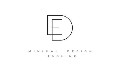 DE or ED Minimal Logo Design Vector Art Illustration 