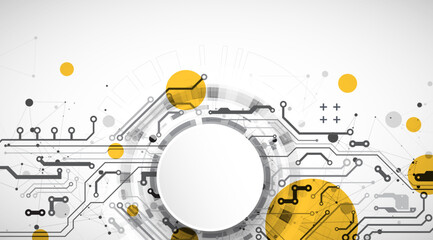 Fototapeta premium Abstract background. Scientific and technological concept with the use of technical elements formed in the shape of a circle.