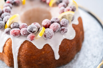 Lemon cranberry bundt cake