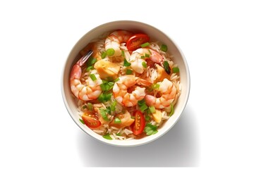 prawn soup in a bowl isolated on white