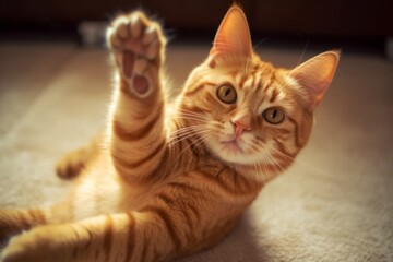 playful cat looking straight