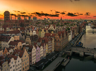 sunset over the gdansk  city