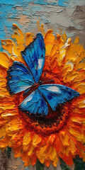 butterfly oil art Generative AI