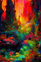 Fototapeta premium open and melt split psychadelic Generative AI