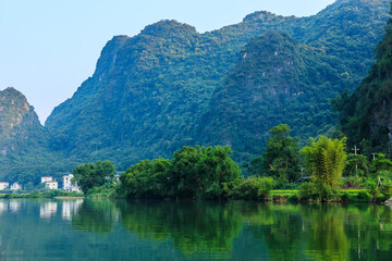 Fototapeta na wymiar Karst mountain and river natural landscape in Guilin, Guangxi, China.