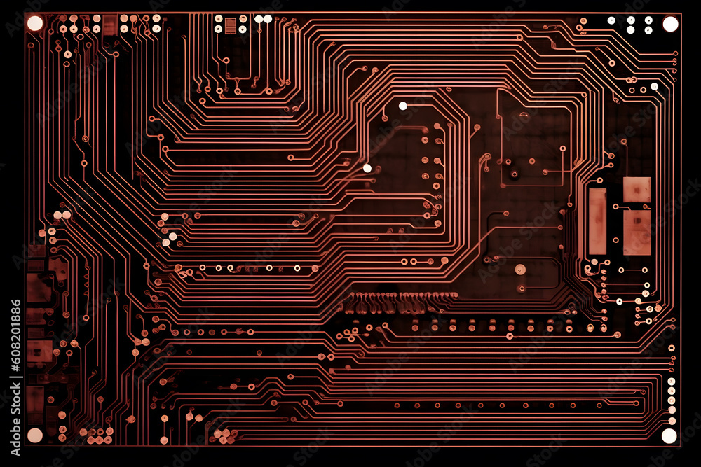 Poster high tech electronic circuit board background. neural network ai generated