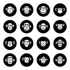 Cartoon monkey face glyph    icon