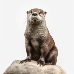 カワウソ　白背景　AI生成画像　ジェネレーティブAI