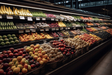 Vegetable And Fruit Section in Supermarket Generative AI