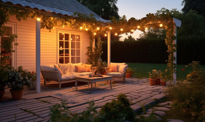 cozy bohamian garden terrace idea	