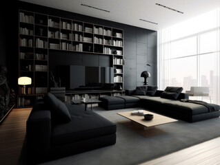 minimalist black living room idea