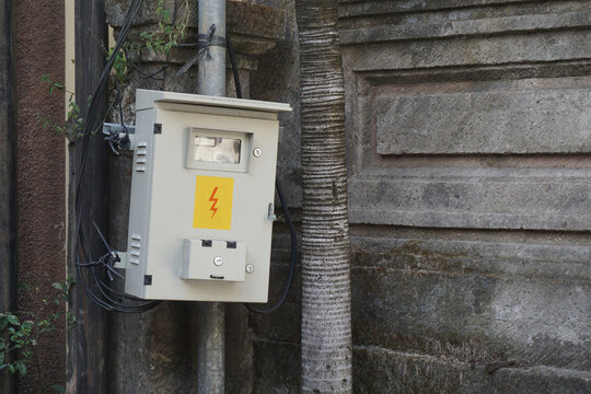 Outdoor electrical panel box on the street