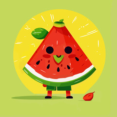 Friendly Watermelon Fruit Character