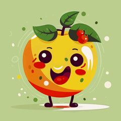 Friendly Apple Fruit Character