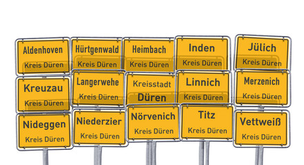 Kreis D&uuml;ren und kreisangeh&ouml;rige St&auml;dte, freigestellt als PNG