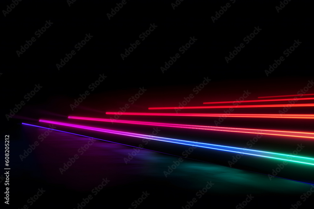 Sticker abstract neon light arrows background. neural network ai generated