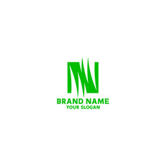 N Grass logo design vector