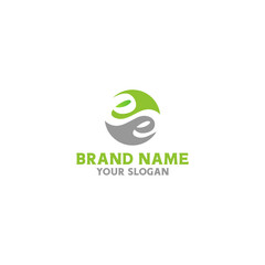 EE Circle Leaf Logo Vector
