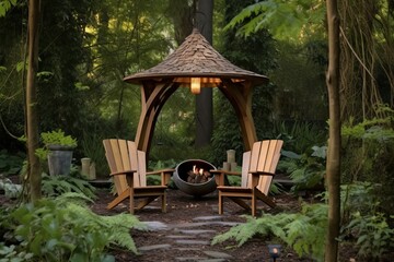 Naklejka premium Brazier wooden canopy restaurant. Generate Ai