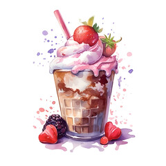 Mix berry ice cream yogurt. fresh for summer day.