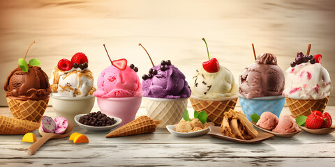 Mix flavor of ice cream and fresh fruits.