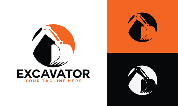 excavator heavy duty construction illustration logo vector. logo excavator contruction good for your brand
