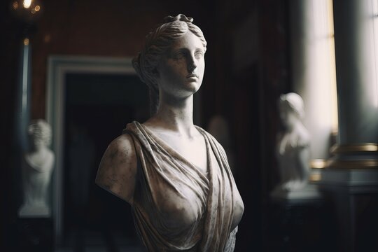 Marble statue antique museum. Generate Ai