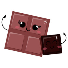Two cartoon kawaii chocolates hugging for world chocolate day