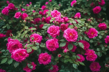 Obraz premium Enchanting Elegance: Delicate Roses Creating a Serene Background. AI Generated.